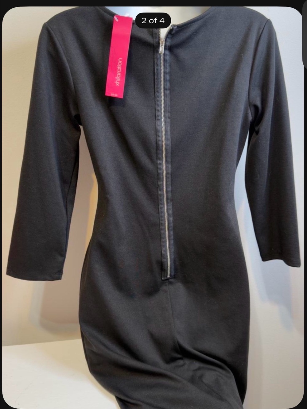 Xhilaration Black Long-Sleeve Zip-Front Dress